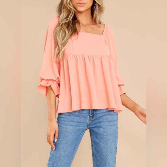 Smocked Square Neck Flounce Sleeve Blouse - Picture 5 of 12